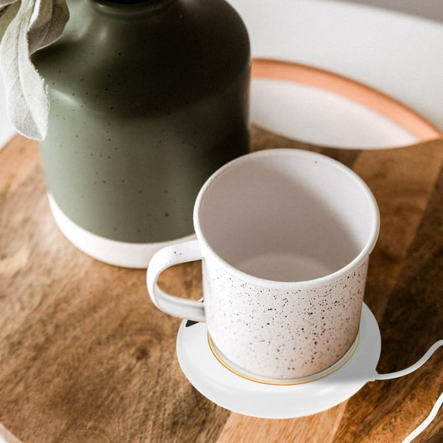 Minkissy Chauffe-Tasse Intelligent à Température Réglable pour Bureau avec Chauffage Rapide et Finition Blanche Élégante