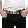 thumbnail image 3 of Nickelodeon Belt, Seatbelt Buckle Belt, Classic TMNT Turtles Pizza Party Stripe Red Green, Youth 22 to 32 Inches, 3 of 9
