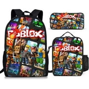 SIXFAIRDE 3PCS Roblox Kids Cosplay Funny School Backpack,Unisex Back to School Adjustable Backpack,Gifts for Fans,Travel Laptop Backpack Style-1