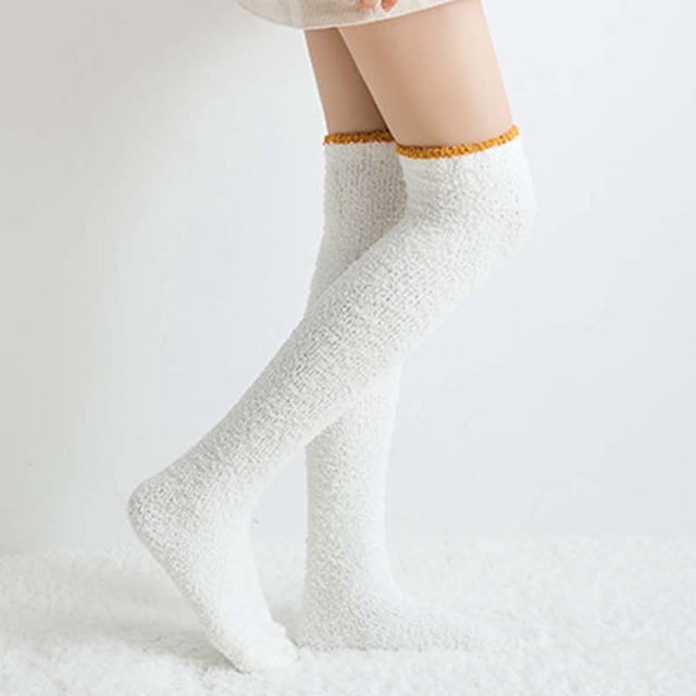 SMihono Bas de Compression pour Femmes Automne Hiver Femmes Maison Épais Chaleur Bas Genouillères en Molleton Corail