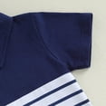 thumbnail image 4 of Toddler Boys Summer 2 Piece Outfits Casual Striped Color Block Lapel Button Short Sleeve Matching Shorts Set with Pocekts Blue 3-4 Years, 4 of 9