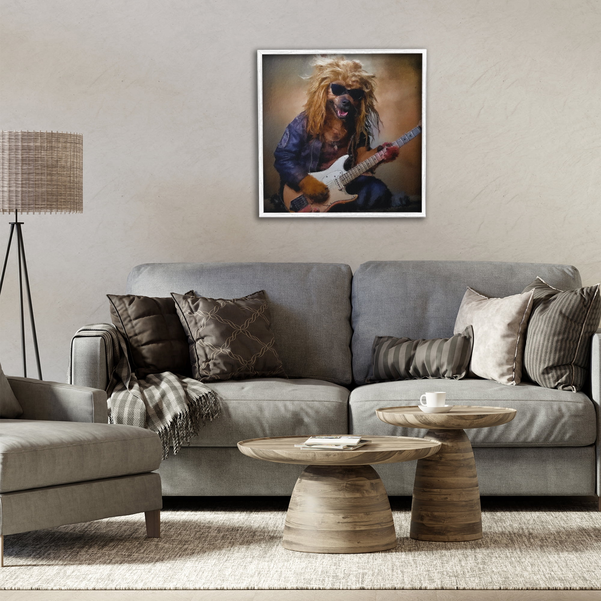 Musician Canine Clark White Framed Giclee Art, design by Sean Parnell