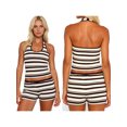 thumbnail image 2 of LMLYSoH Women's Summer Knit Outfit Stripe Sleeveless Halter Crop Tops and Matching Shorts 2 Pcs Set, 2 of 8