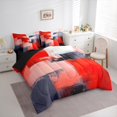 thumbnail image 4 of Manfei Chic Abstract Watercoor 7pcs Bedding Comforter Set, Red Oil Printing Queen Bedding Sets, Vintage Mid Century Reversible Queen Sheet Sets, Luxury Bedroom Decor, 4 of 8