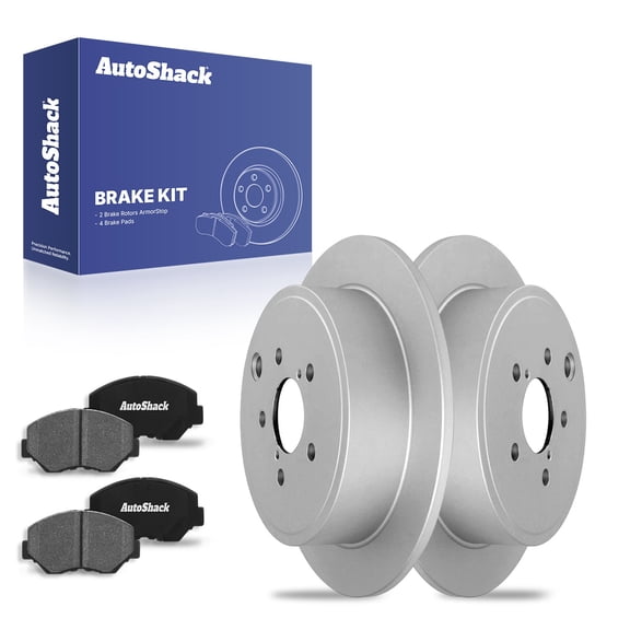 AutoShack 11.25" (285.8 mm) Rear Solid Brake Rotors Coated   Ceramic Brake Pads | Replacement for 2010-2014 Subaru Outback 2008-2014 Subaru Impreza | 6-PC Brake Kit | ArmorStop