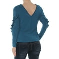 thumbnail image 2 of BAR III Womens Teal Ruffled Low Back Long Sleeve Jewel Neck Top Size: 2XS, 2 of 2