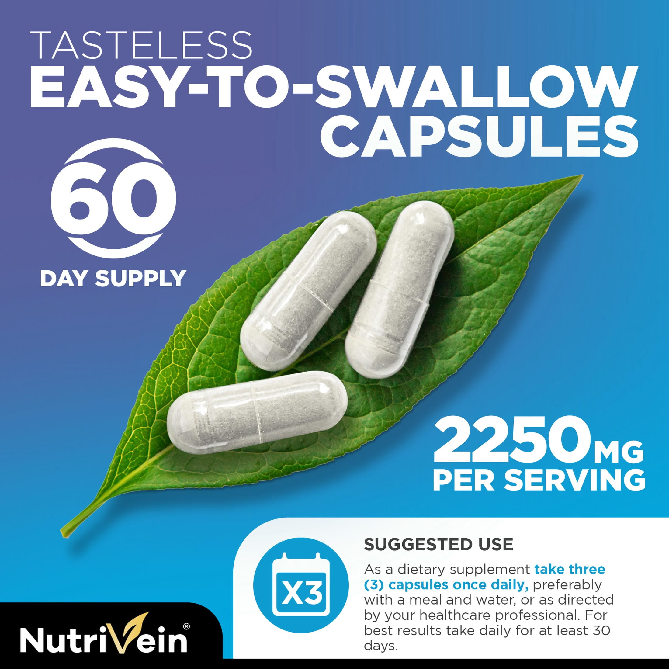 NutriVein Multi Collagen 2250 mg – Joints, Hair, Skin & Nails, 180 Capsules