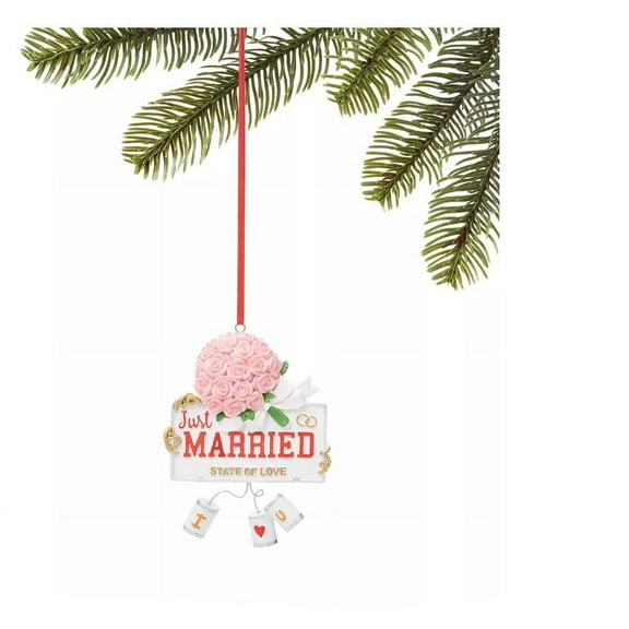 Holiday Lane Our First Just Married Sign Ornament