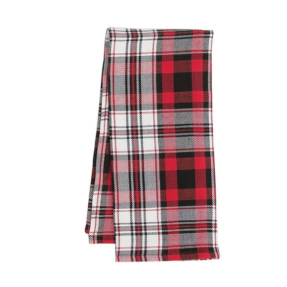 Fireside Plaid Red & Black Woven Dishtowel