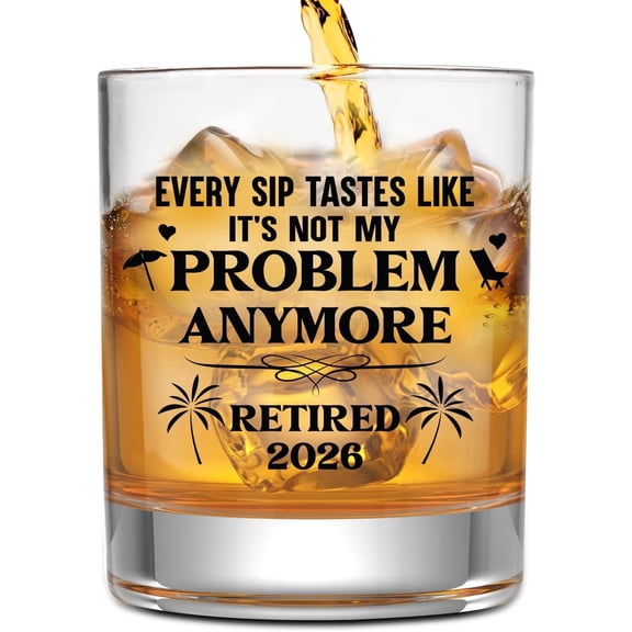 NewEleven 2026 Retirement Whiskey Glass for Men Women, Funny Retirement Gift for Coworker, Dad, Grandpa