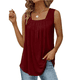 thumbnail image 1 of Camisetas Sin Mangas para Mujer, Conjuntos de Verano 2025, Blusas Informales con Cuello Cuadrado, Color Burdeos XL, 1 of 5