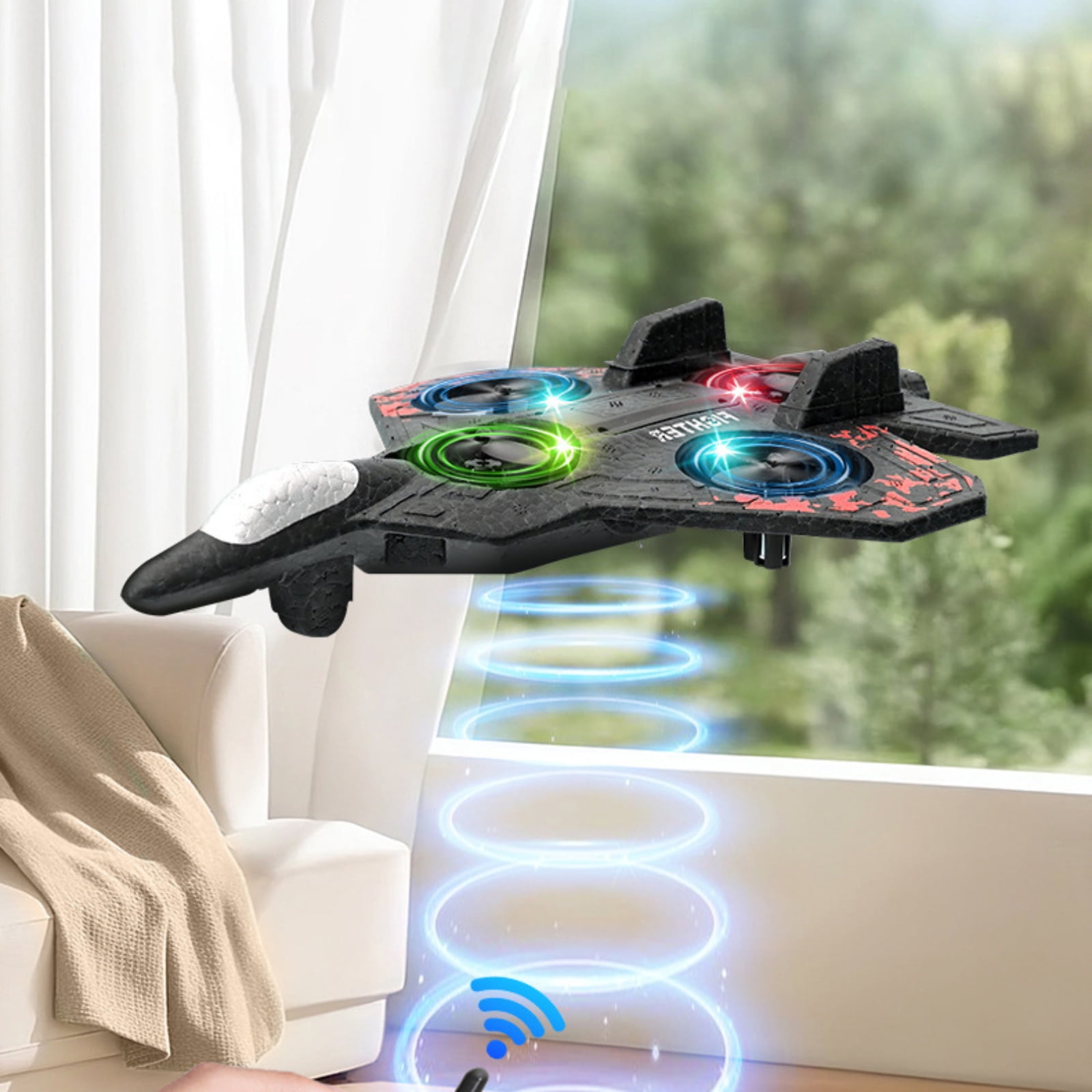 Skyriders Foam RC Airplane: 2.4GHz Remote Control Stunt Jet with 360° Flips, Cool LED Lights & Drop-Resistant Design - Ready-to-Fly with Battery, Ideal for Beginners