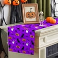 thumbnail image 5 of Table Runner Dresser Scarves 108 Inch Long,Halloween Seamless Cat Pumpkin Ghost Linen Dining Table Runners Scary Skull Purple Tabletop Scarf for Wedding Holiday Party Kitchen, 5 of 9