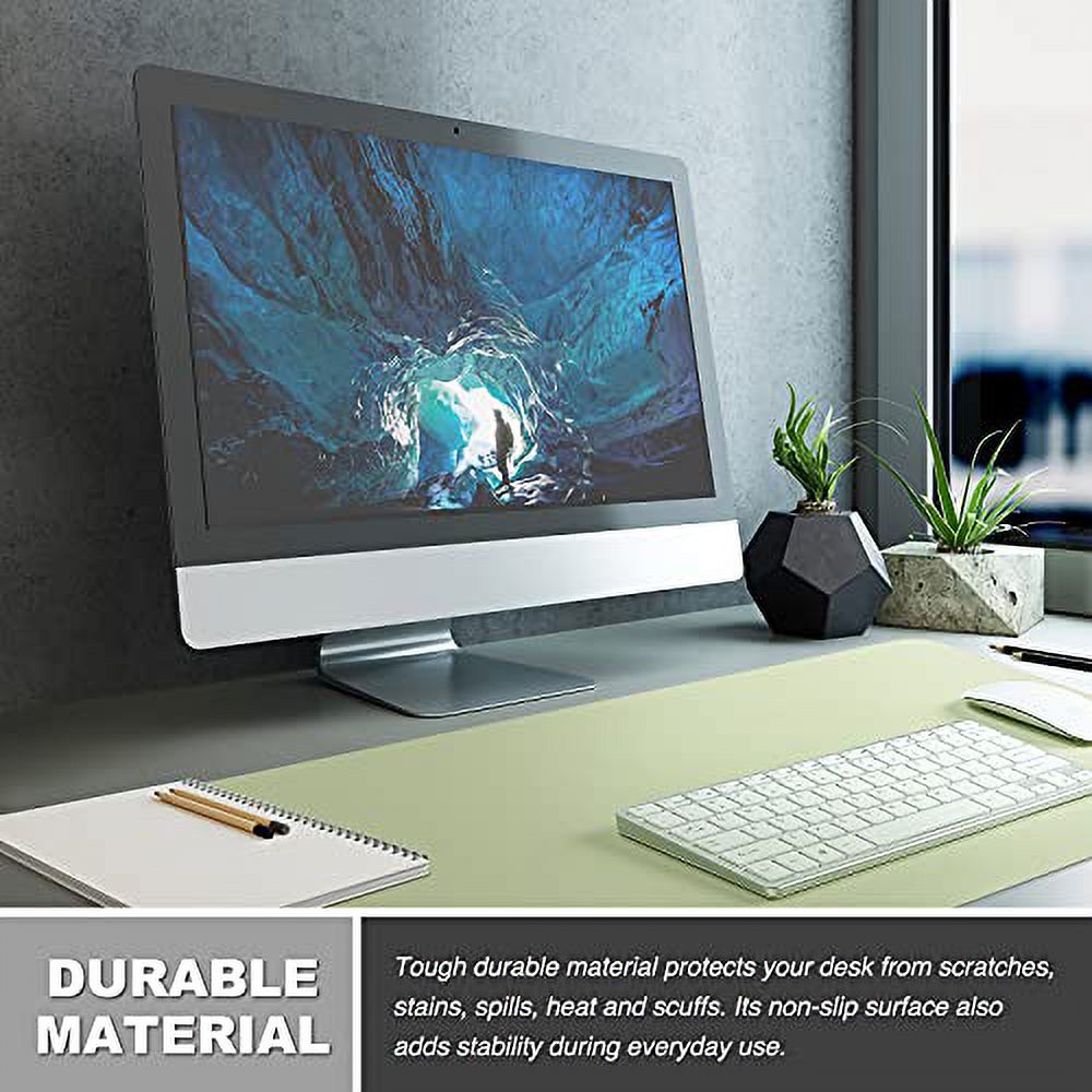 K KNODEL Desk Mat, Mouse Pad, Desk Pad, Waterproof Desk Mat for Desktop, Leather  Desk Pad for Keyboard and Mouse, Desk Pad Protector for Office and Home  (Light Green, 23.6