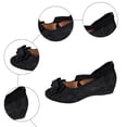 thumbnail image 5 of Rokment Women's Bow Wedge Strappy Ballet Flat for Ladies 2026 Spring Fall Suede Fashion Casual Pointed Toe Low Heel Slip on Dress Shoes A Size 6, 5 of 7