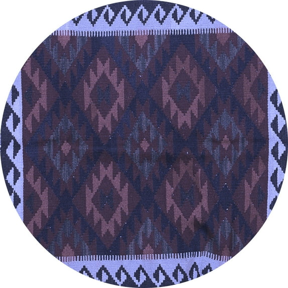 Ahgly Company Indoor Round Oriental Blue Traditional Area Rugs, 7' Round