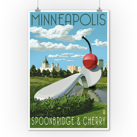 Minneapolis, Minnesota - Spoon Bridge and Cherry - Lantern Press Artwork (9x12 Art Print, Wall Decor Travel