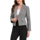 thumbnail image 4 of Saco Casual de Mujer con Solapa Notch y Botones, Estampado Houndstooth, Manga Larga, Color Negro, 4 of 6