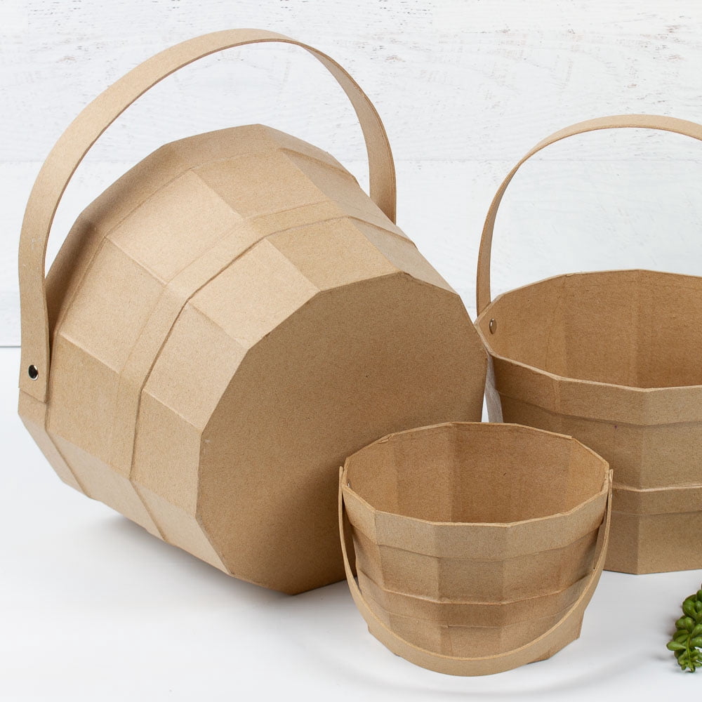 Paper Mache Basket Set, Customizable Decorative Baskets for
