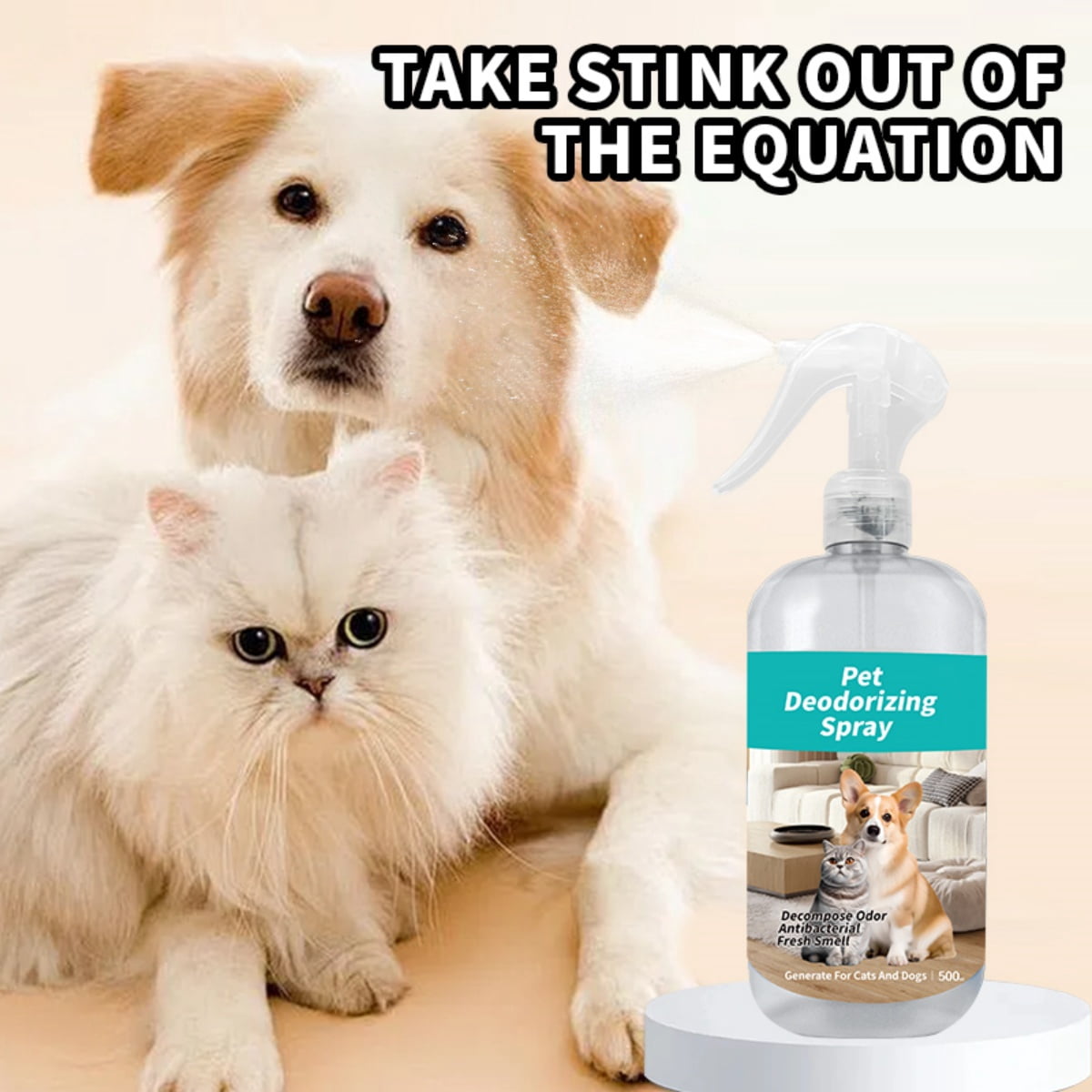 Pet Deodorizing Spray Cleaner Pet Smell Eliminator -16.9oz Dog and Cat Deodorizing Spray for Home