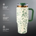 thumbnail image 4 of Thyme & Table 32oz Stainless Steel Luna Tumbler with Handle and Dual Straw Lid, Green Floral, 4 of 8