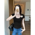 thumbnail image 3 of Women Girl Fashion Round Collar Short Sleeve Y2k Women Top Crop Tank Top Bowknot T Shirts WHITE(WITH BREAST PAD), 3 of 8