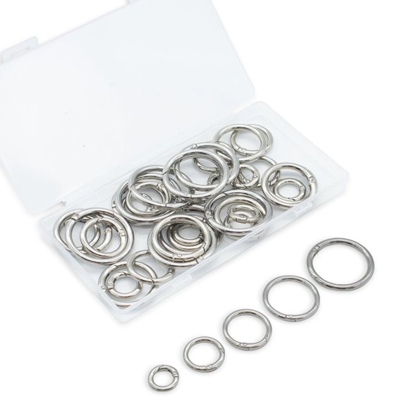 Anillos de hojas sueltas de metal, 50 anillos de hojas sueltas de plata, 5 tamaños