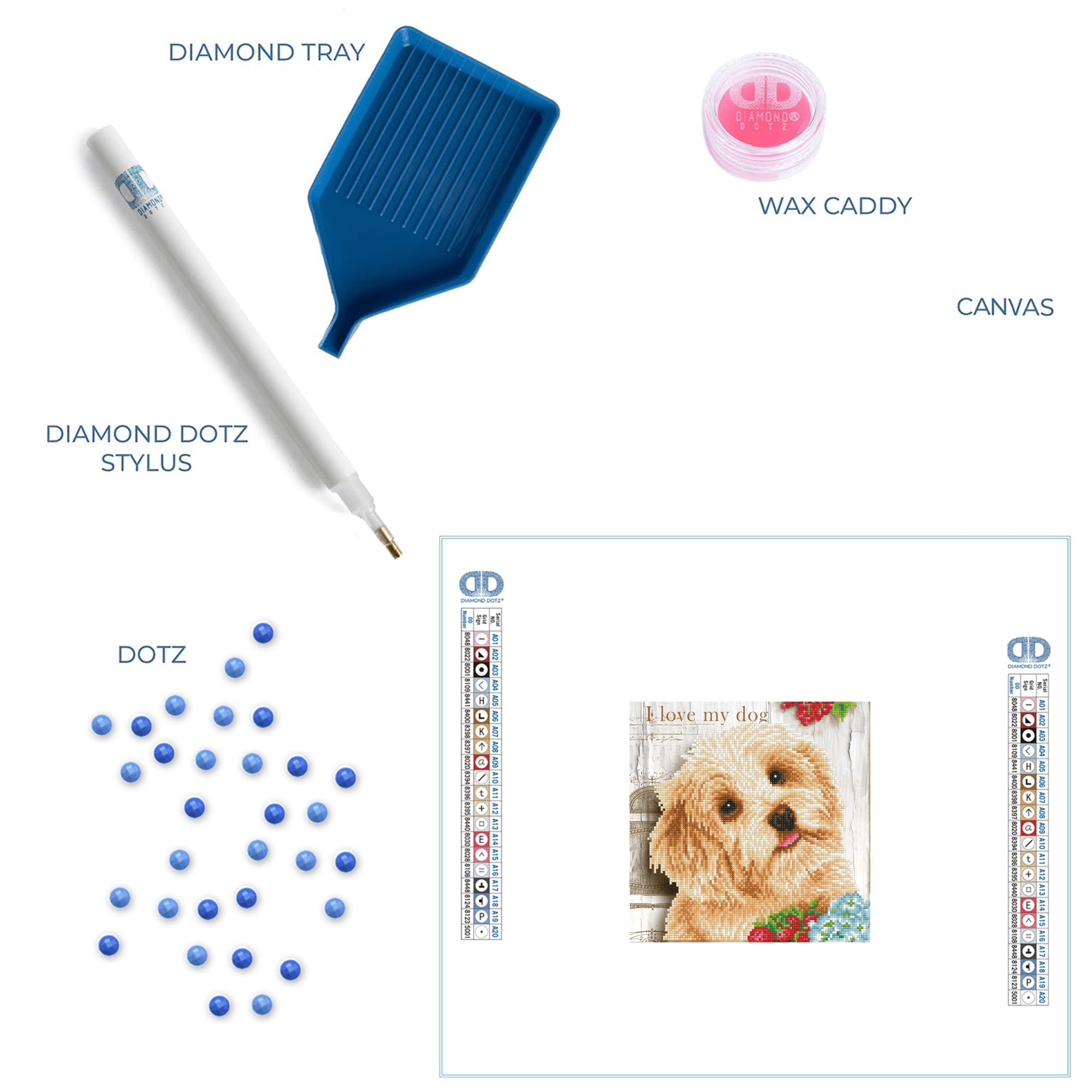 Diamond Dotz I love my Dog with Frame Animal Diamond Painting Kits for Adults - Diamond Art Kits a Relaxing Creative Craft Kit with Dotz Gems 12"x12"
