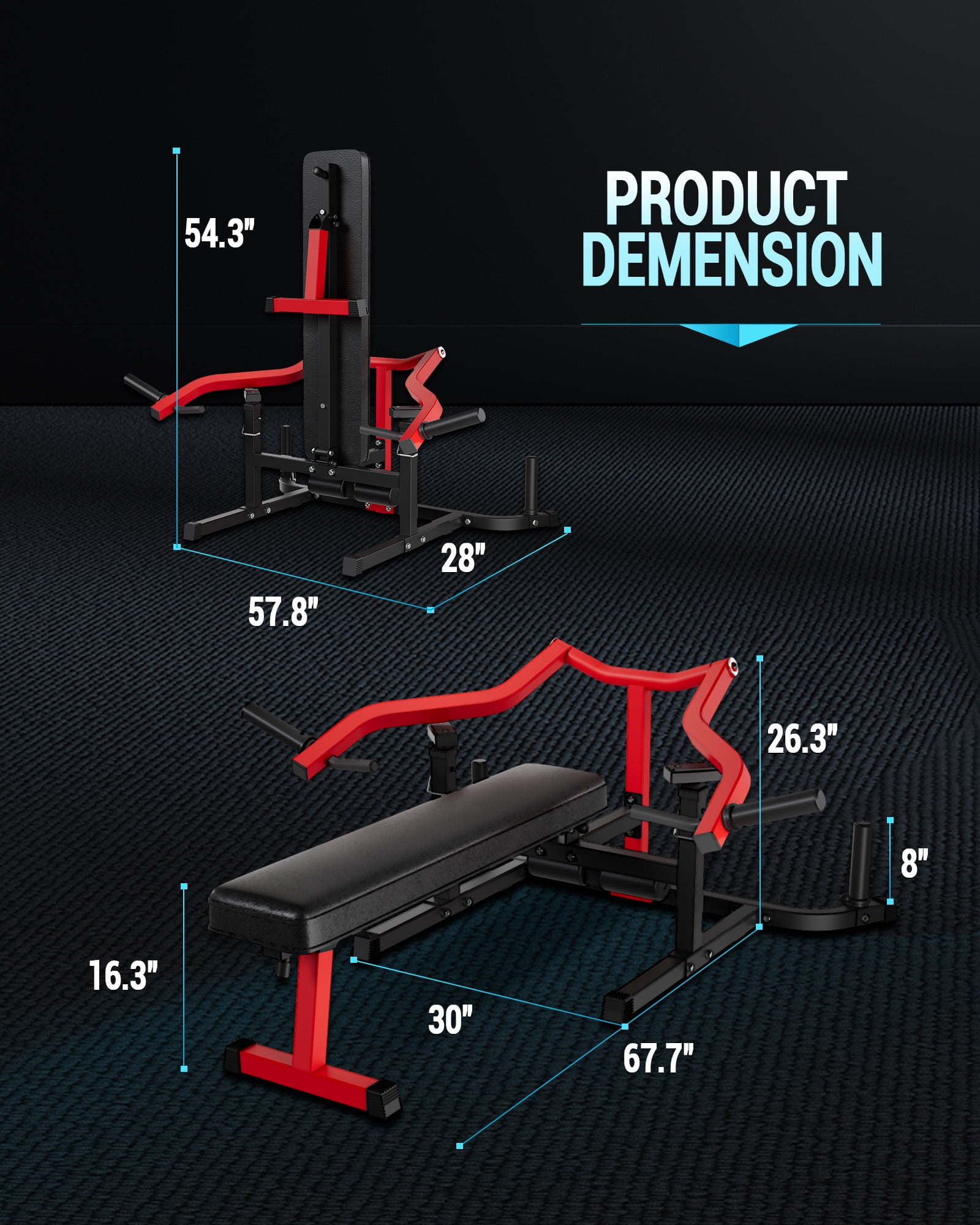 1050 LB Chest Press Machine for Home Gym - Adjustable Flat/Incline Bench with Independent Converging Arms, Multi-Functional Upper Body Workout Station