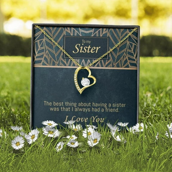 Gold or White Gold Necklace With Card For Sister, Sister Gift, Elegant Gift, Sister Jewelry, Gift For Sister, Heart Necklace -sis1.2