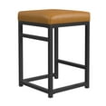 thumbnail image 5 of HomePop 24" Indoor Square Backless Metal Upholstered Counter Stool, Carmel Faux Leather, 5 of 10