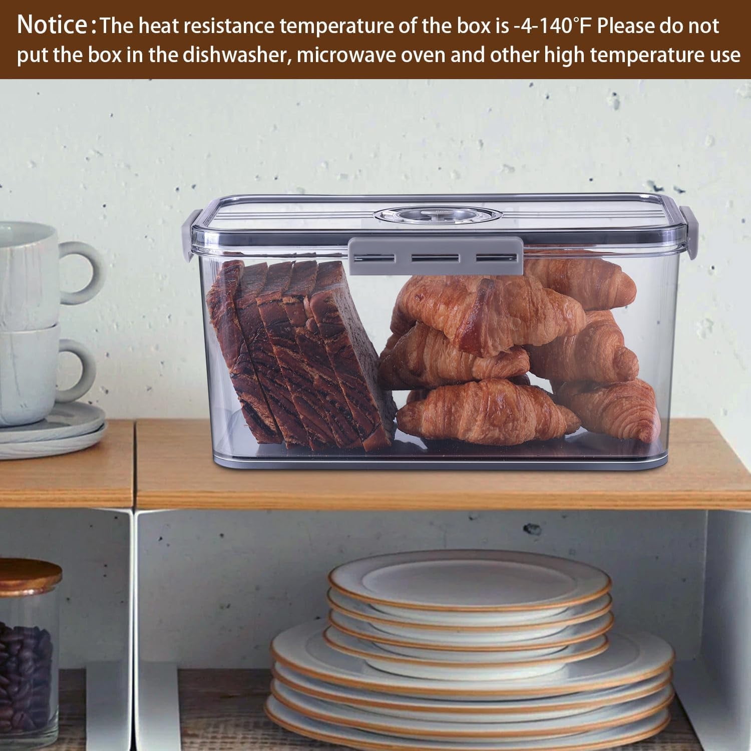 BAODELI Bread Box Bread Boxes for Kitchen Counter Airtight, Time Recording Bread Storage Container with Lid, Bread Keeper for Homemade Bread, Toast, Bagel, Donut and Cookies, (Extra large size)