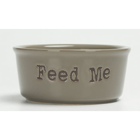 Vibrant Life Ceramic Feed Me Pet Bowl, Gray, Small