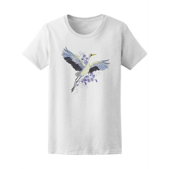 Beautiful Crane Tropical Flowers Tee Women's -Image by Shutterstock
