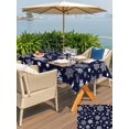thumbnail image 4 of Outdoor Tablecloth with Umbrella Hole and Zipper, Navy Blue Christmas Snowflakes Rectangle Table Cloth 60x102 Inch Waterproof Tablecloth, Xmas Winter Modern Picnic Table Cover for Patio Camping, 4 of 7