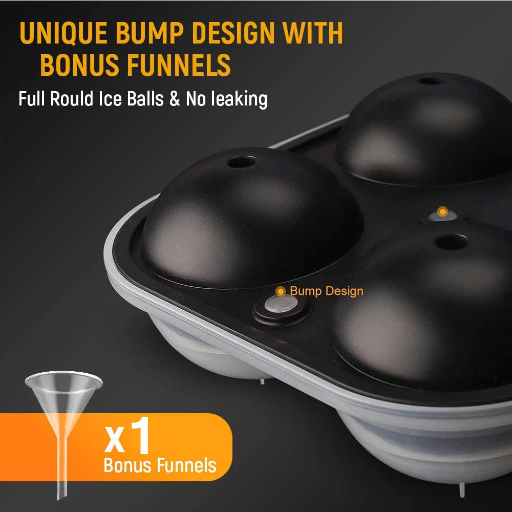 Optish Large Ice Cube Molds, Silicone Round Ice Cube Molds, 2 Inch Sphere &  Square Ice Cube Tray with Lid, Ice Ball Maker for Whiskey & Cocktail, Easy