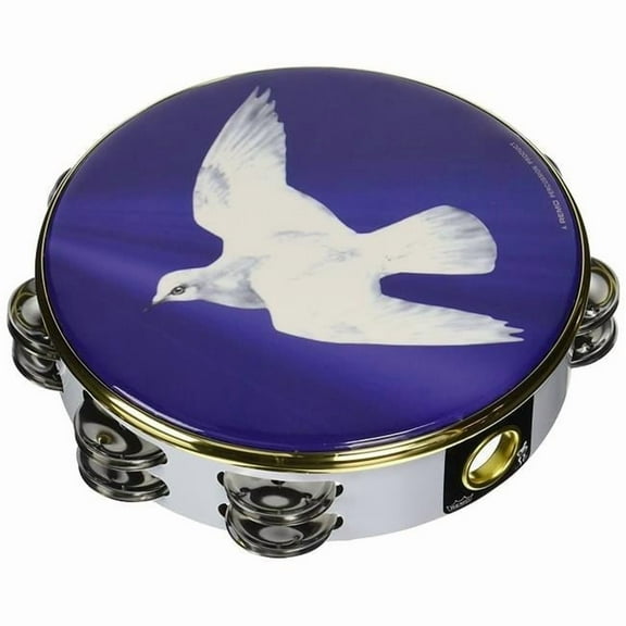 8 in. Tambourine 2 Row Religious Dove Graphic Drum