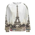 thumbnail image 7 of Eiffel Tower Women's Floral Printed Sweatshirt Long Sleeve Crewneck Casual Loose Vintage Graphic Pullover Tops, 7 of 7