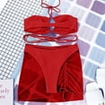 thumbnail image 5 of JoveMarine Women's Sexy Tie-Front Bikini Set Hollow Open Back Two-Piece Swimsuit with Side Ties for Summer Vacation and Beach Pool Party Red L, 5 of 7