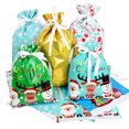 thumbnail image 2 of Bolsas de regalo navideñas con cordón de 42/31 cm, diseño de Papá Noel, grandes, doradas y plateadas, para galletas, dulces, para Navidad, 5 unidades, 2 of 5
