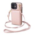 thumbnail image 3 of Crossbody Wallet Case Compatible for iPhone 12 Pro / iPhone 12 6.1", Folio Card Holder PU Leather Magnetic Clasp Shoulder Strap Purse Case for iPhone 12 Pro / iPhone 12 6.1" Protective Cover, Rosegold, 3 of 7