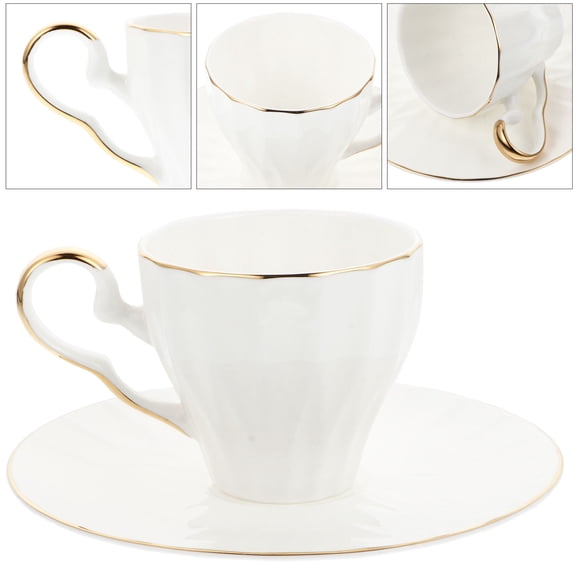 HIORUOITO Leorx White Bone China Cup and Saucer Set for Stylish Drinking
