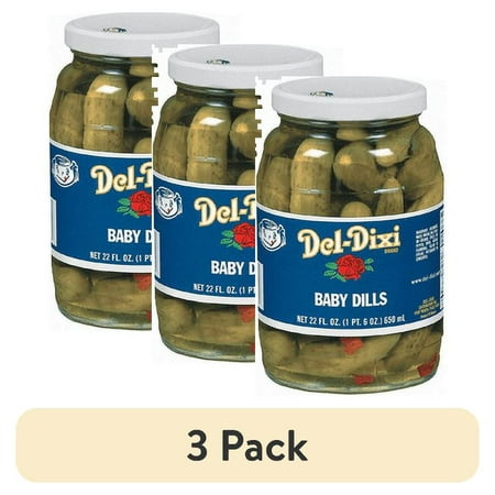 (3 pack) Del-Dixi Baby Dills 24oz Jar No Spice