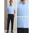 thumbnail image 4 of Unique Bargains Men's Short Sleeve Cotton Regular Fit Button Down Formal Shirt L Blue, 4 of 5