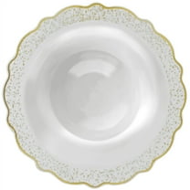 VEZEE Confetti Collections Soup Bowls White & Gold 12 oz Pack of 40