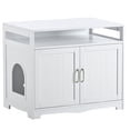 thumbnail image 6 of JERFIT White Cat Litter Box Enclosure Furniture with Hidden Power Outlet, 2-Door Cabinet Pet House, Side Table with Storage for Indoor Cats, 6 of 9