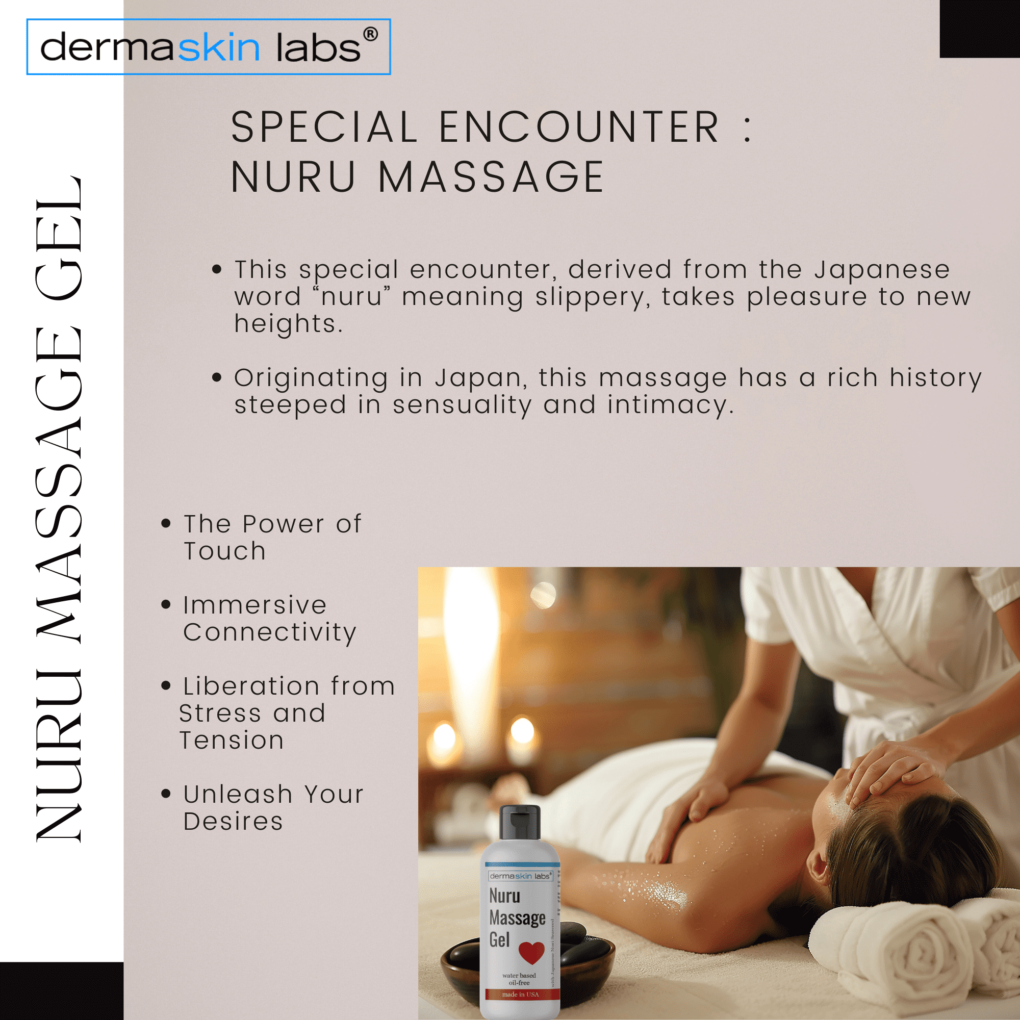 Nuru Massage Gel All Natural Water Based Non-Staining Non-Oily Super Slippery for Sore Muscles, Dry Skin with Japanese Nori Seaweed Body on Body Massage Gel Made in USA