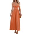 thumbnail image 1 of Vestido largo CUPSHE naranja con cuello en V sin mangas para mujer, 1 of 7