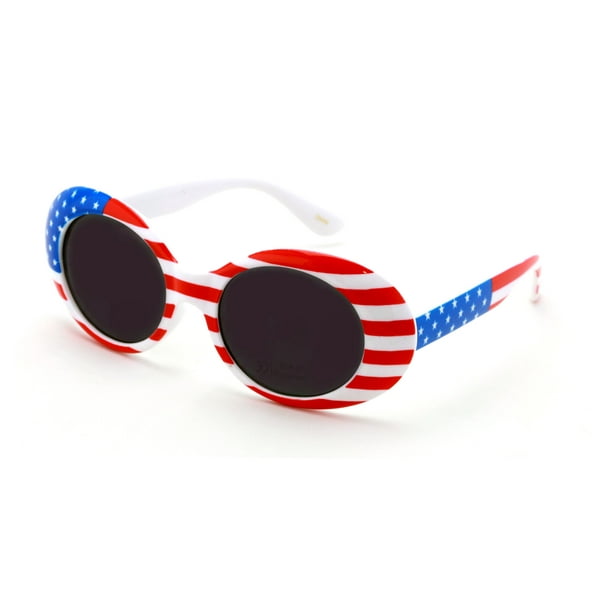 V.W.E. Sunglasses UV400 Retro Oval Mod Frame Clout Goggles with Mirror Lens USA FLAG - Walmart.com