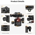 thumbnail image 3 of K&F CONCEPT Professional Metal Tripod Ball Head -22lbs/10kg Load 360° Rotating Panoramic with 1/4" Quick Release Plate Bubble Level for Tripod Monopod Slider Camera, 3 of 7